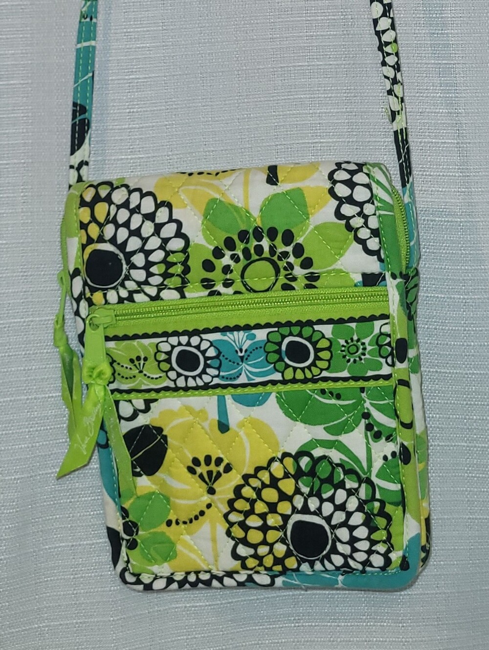 Vera Bradley Quilted Floral Crossbody Bag - Lime Green + Teal